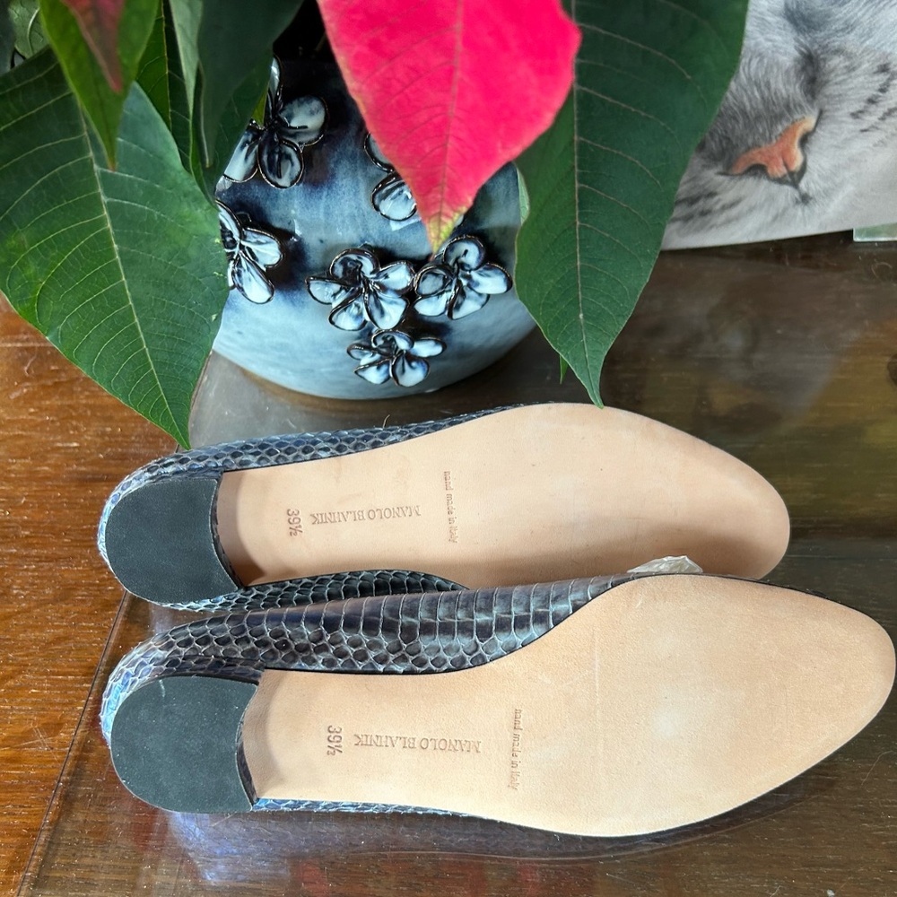 Manolo Blahnik Iridescent Python Flats Eu 39.5 - image 6